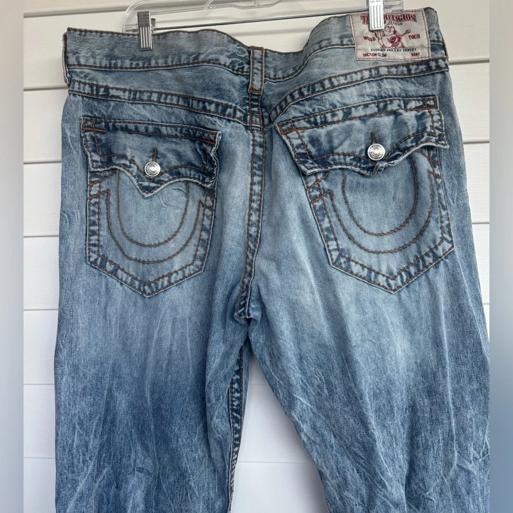 True Religion Men's Slim Jeans in Light Wash Blue